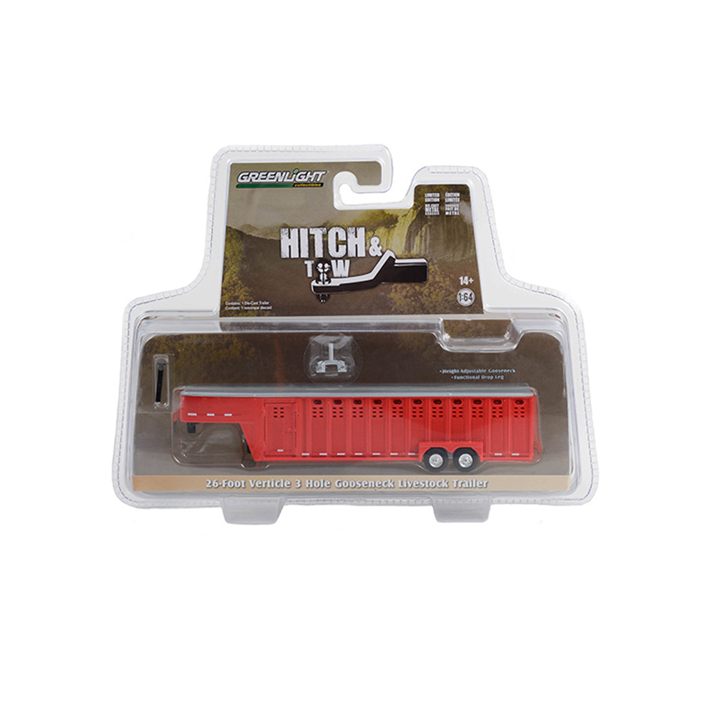 26-Foot Vertical Three Hole Gooseneck Livestock Trailer - Red