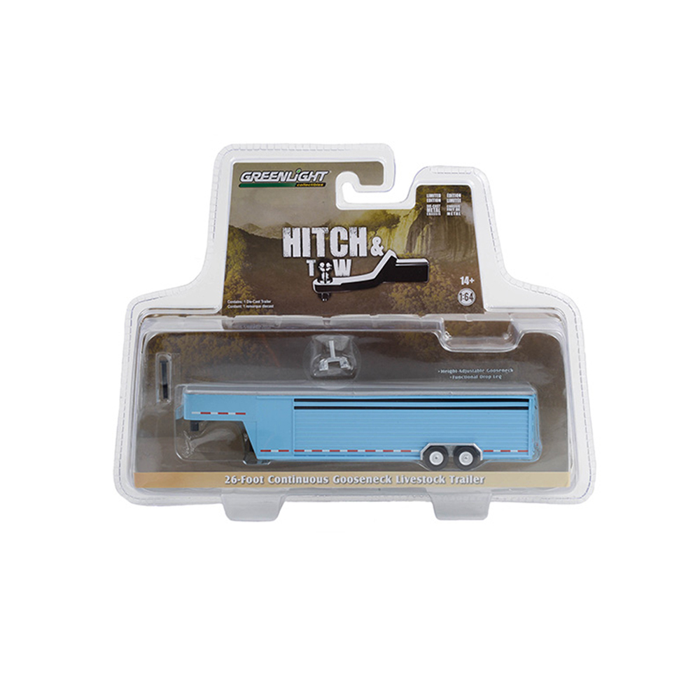 26-Foot Continuous Gooseneck Livestock Trailer - Light Blue