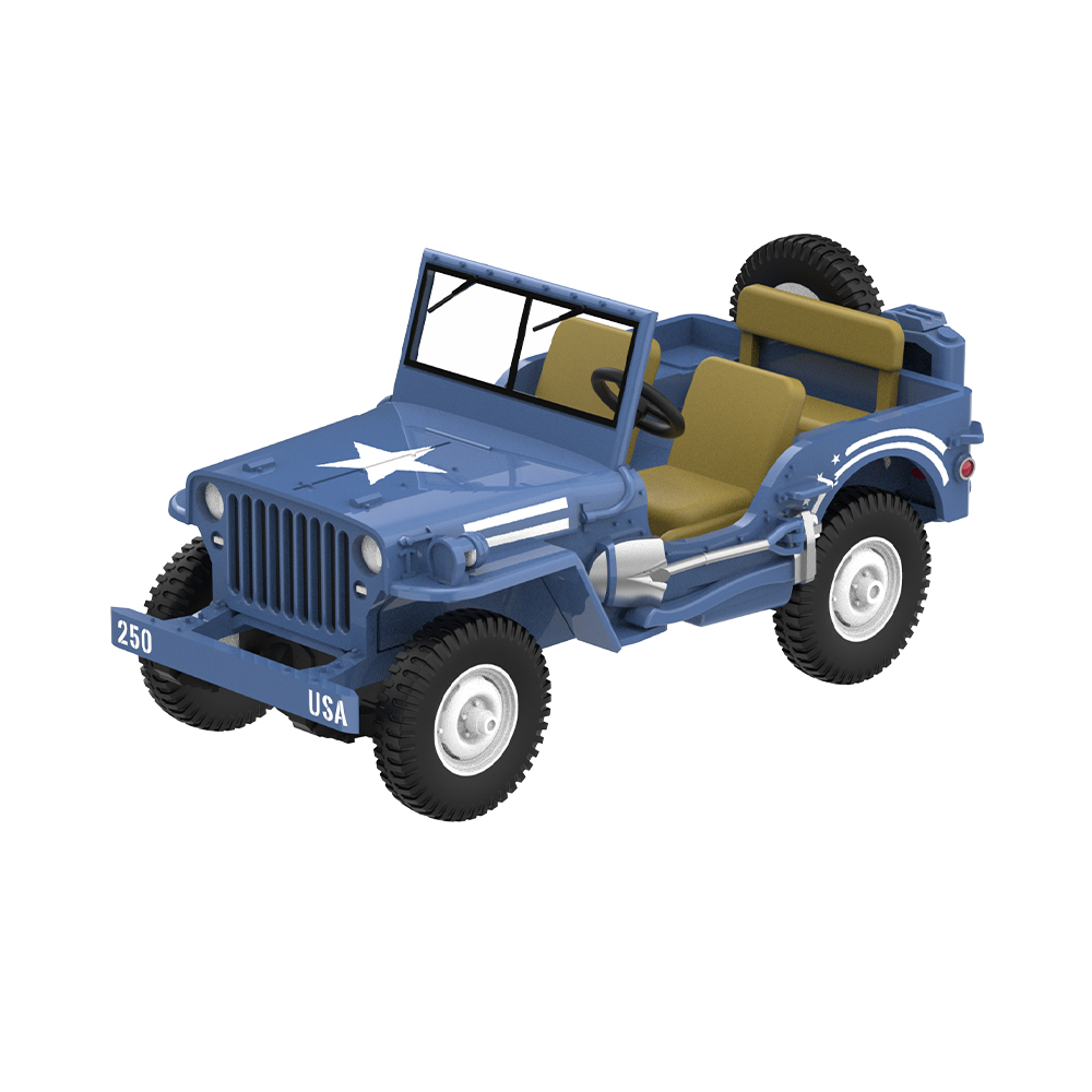 1943 Willys MB Jeep with Cargo Trailer and Military Pin-Up Girl Figurine - America 250 Edition (Hobby Exclusive) 