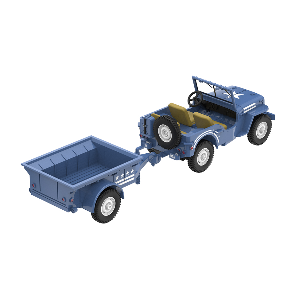 1943 Willys MB Jeep with Cargo Trailer and Military Pin-Up Girl Figurine - America 250 Edition (Hobby Exclusive) 