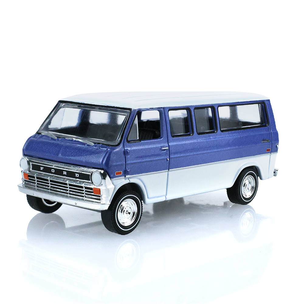1974 Ford Club Wagon ‐ Medium Blue with Tear Drop Trailer