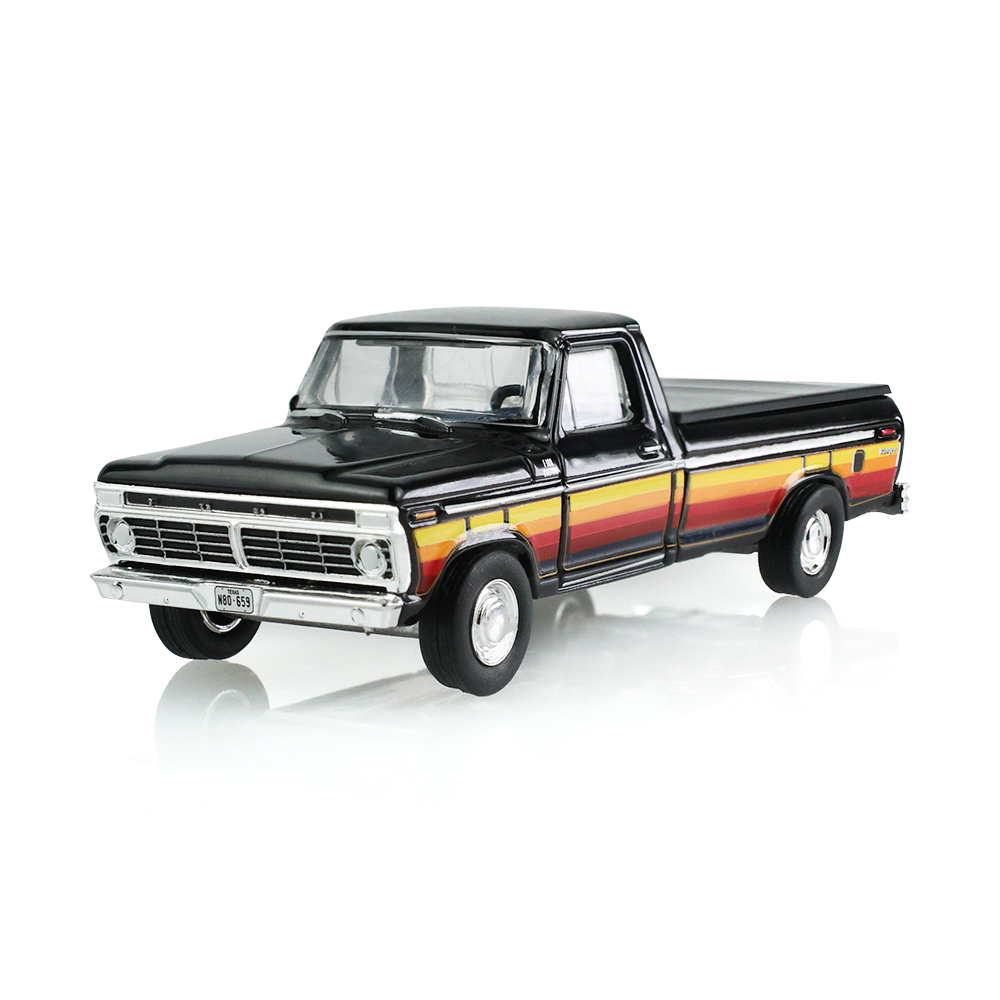 1977 Ford F-100 with Bed Cover – Black with Free Wheeling Stripes