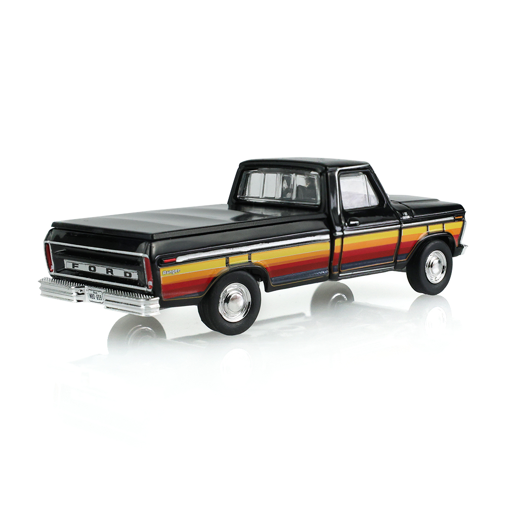1977 Ford F-100 with Bed Cover – Black with Free Wheeling Stripes