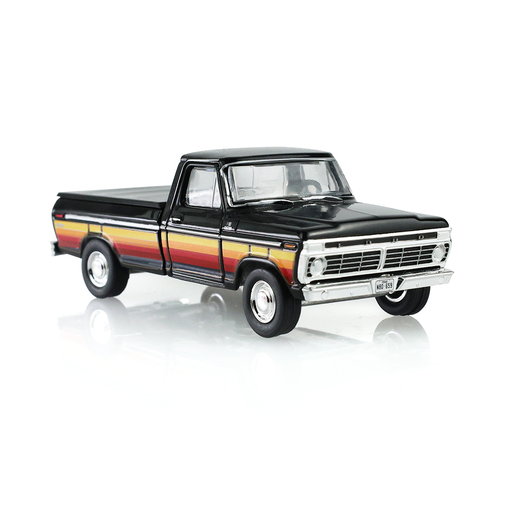 1977 Ford F-100 with Bed Cover – Black with Free Wheeling Stripes