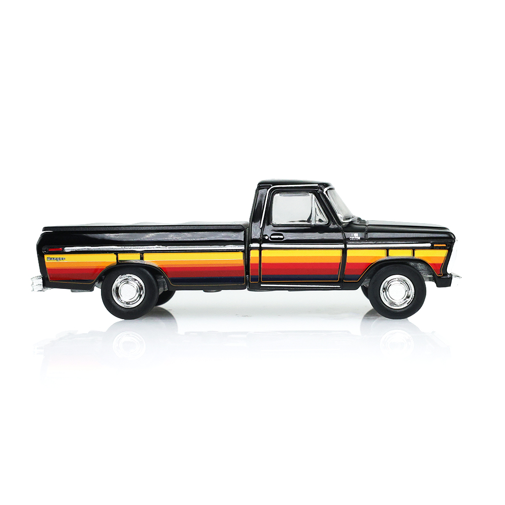 1977 Ford F-100 with Bed Cover – Black with Free Wheeling Stripes