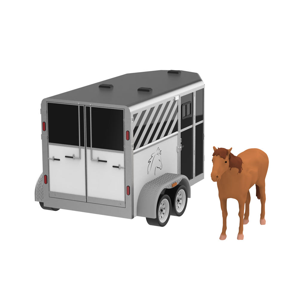 Down on the Farm Series 12 - Horse Trailer Black and Silver with Horse Figure