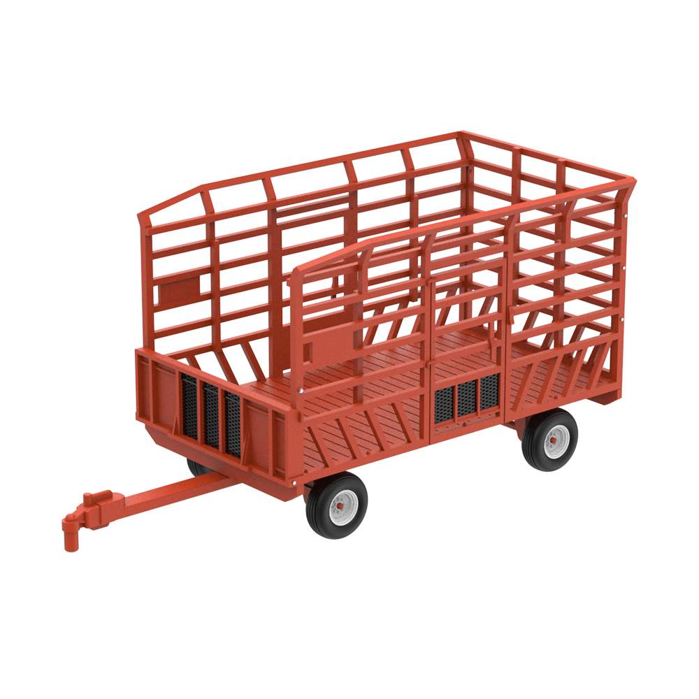 Down on the Farm Series 12 - Bale Throw Wagon Rusty Orange with Rectangular Bales of Hay