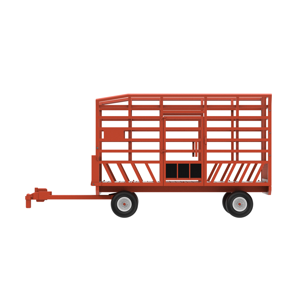Down on the Farm Series 12 - Bale Throw Wagon Rusty Orange with Rectangular Bales of Hay