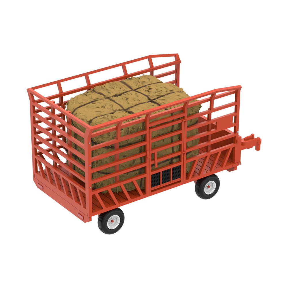 Down on the Farm Series 12 - Bale Throw Wagon Rusty Orange with Rectangular Bales of Hay
