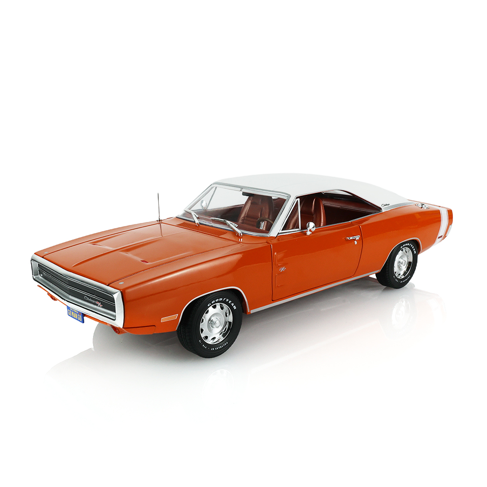 1970 Charger R/T SE - EK2 Go Mango with White Vinyl Top & Bee Stripe - Magnum 500s and Optional Rocker Molding