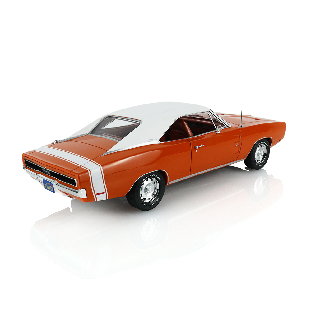 1970 Charger R/T SE - EK2 Go Mango with White Vinyl Top & Bee Stripe - Magnum 500s and Optional Rocker Molding