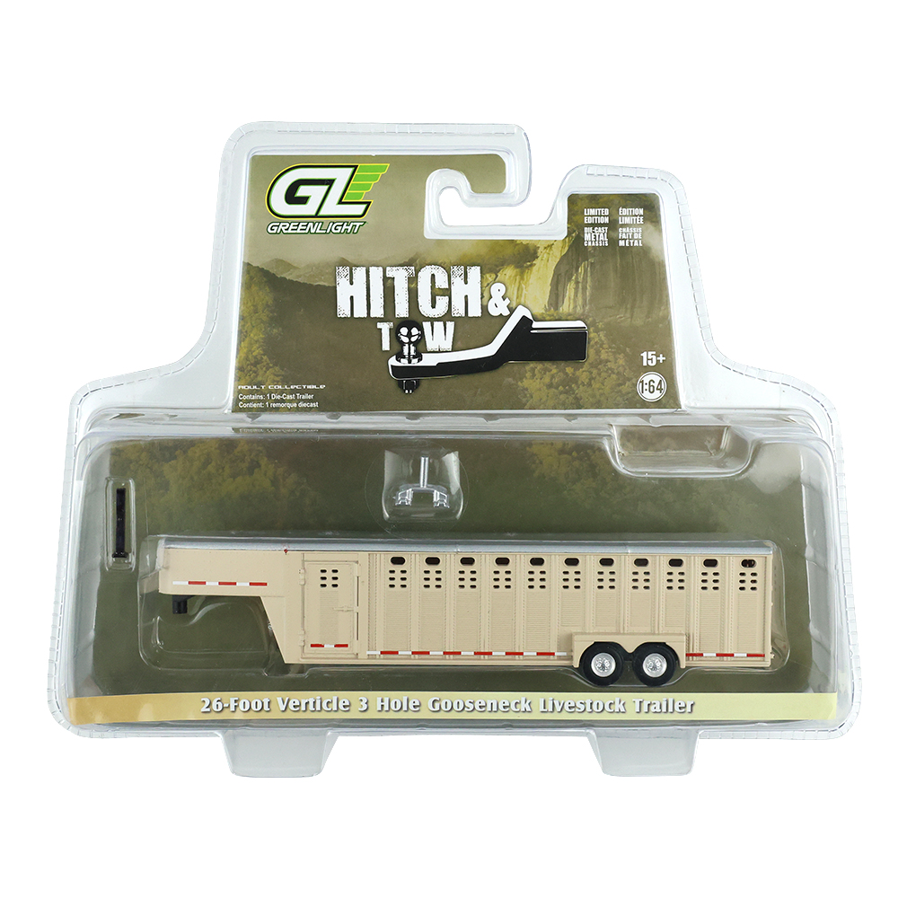26-Foot Vertical Three Hole Gooseneck Livestock Trailer - Beige
