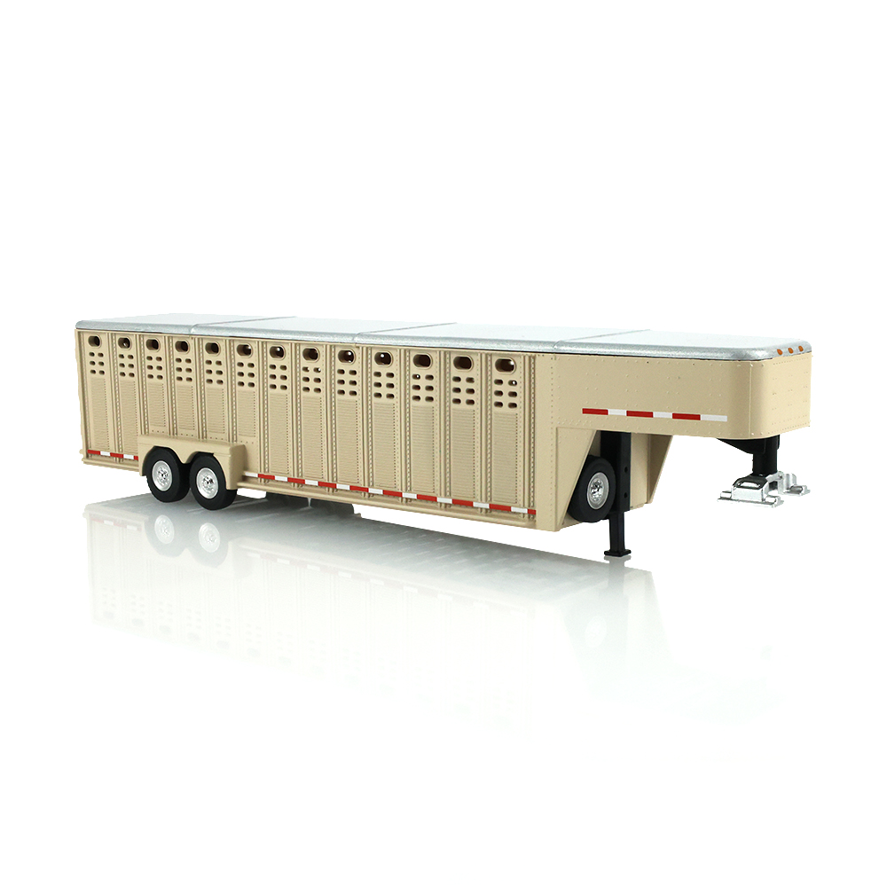 26-Foot Vertical Three Hole Gooseneck Livestock Trailer - Beige